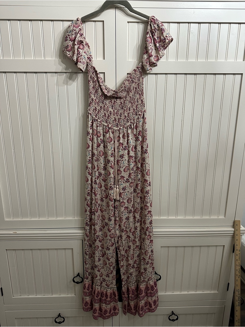 Blush Floral Smocked Jumpsuit with Tie Waist